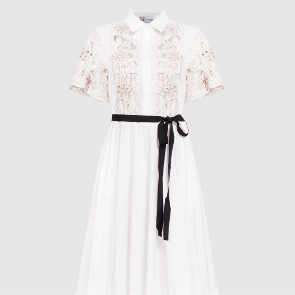 RED Valentino White Lace Midi Dress Size 40